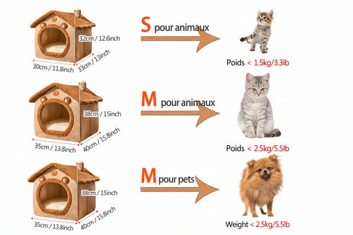 Maison pliable et lavable pour chats, confortable et pratique.