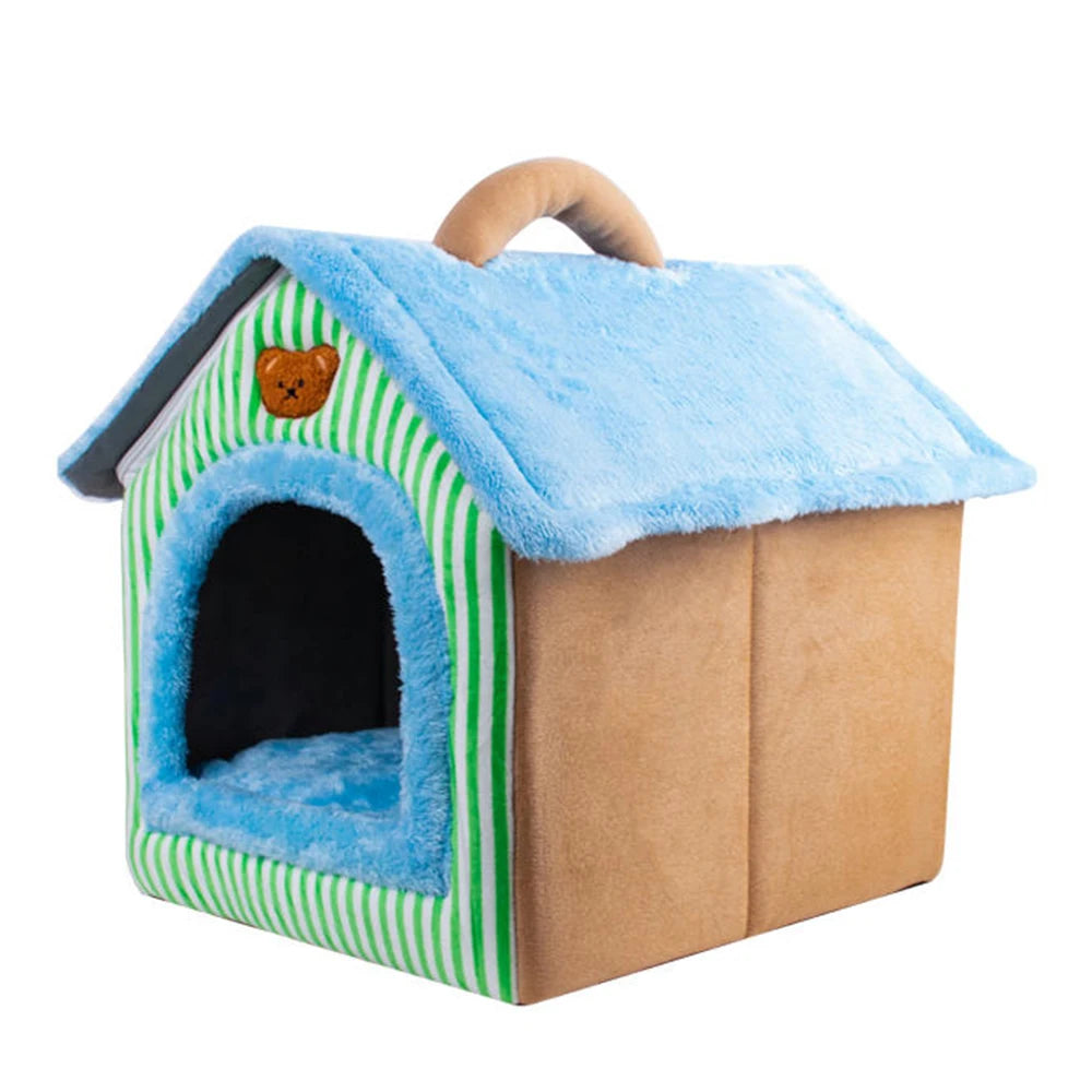 Maison pliable et lavable pour chats, confortable et pratique.